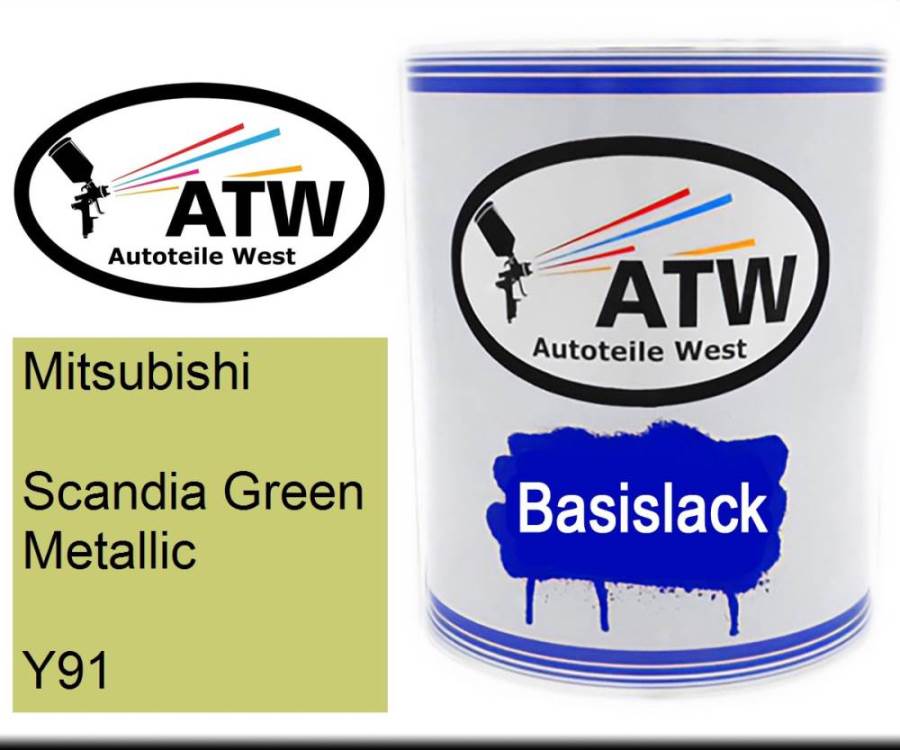 Mitsubishi, Scandia Green Metallic, Y91: 1L Lackdose, von ATW Autoteile West.